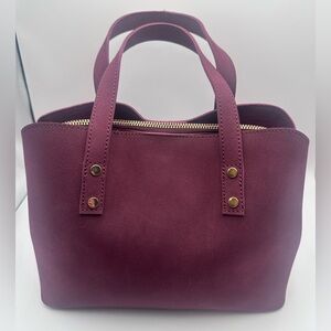 Urban Expressions Burgundy Faux Suede Mini Tote Bag Gold Zip